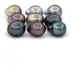 Lotto di 9 Perle di Tahiti Semi-Barocche C di 8.5 a 8.9 mm