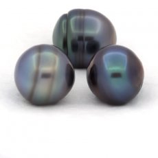 Lotto di 3 Perle di Tahiti Cerchiate C di 12.2 a 12.4 mm
