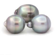 Lotto di 3 Perle di Tahiti Cerchiate B/C di 12.1 a 12.2 mm
