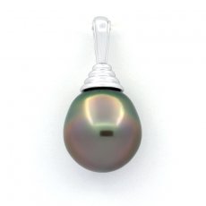 Ciondolo in Argento e 1 Perla di Tahiti Semi-Baroccha B 11.4 mm