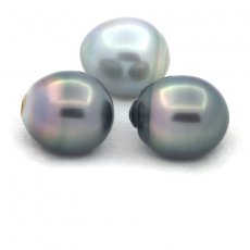 Lotto di 3 Perle di Tahiti Semi-Barocche C di 12 a 12.1 mm