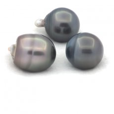 Lotto di 3 Perle di Tahiti Cerchiate C di 13 a 13.3 mm