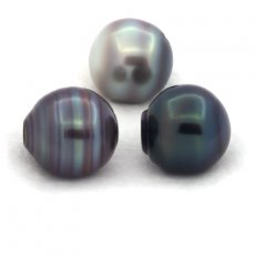 Lotto di 3 Perle di Tahiti Cerchiate C 13 mm