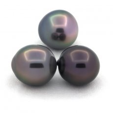 Lotto di 3 Perle di Tahiti Semi-Barocche B di 11 a 11.3 mm