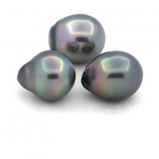 Lotto di 3 Perle di Tahiti Semi-Barocche B di 11.1 a 11.3 mm