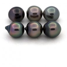 Lotto di 6 Perle di Tahiti Semi-Barocche B di 10 a 10.4 mm