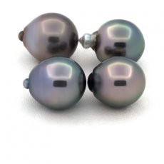 Lotto di 4 Perle di Tahiti Semi-Barocche B di 10.5 a 10.9 mm