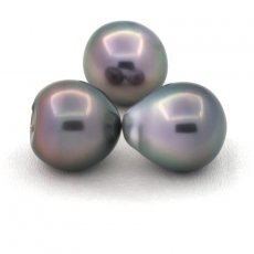 Lotto di 3 Perle di Tahiti Semi-Barocche B di 11 a 11.1 mm