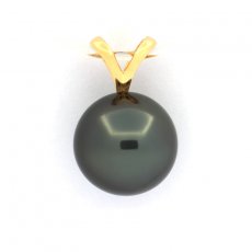 Ciondolo in Oro 18K e 1 Perla de Tahiti Rotonda B 10.7 mm