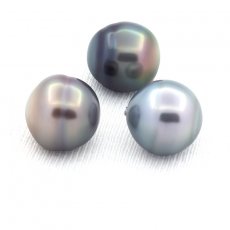 Lotto di 3 Perle di Tahiti Cerchiate C di 11.5 a 11.7 mm