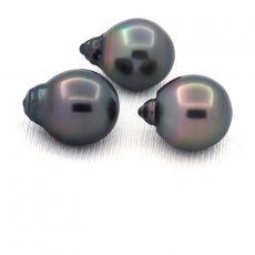 Lotto di 3 Perle di Tahiti Semi-Barocche C 12.2 mm