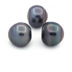 Lotto di 3 Perle di Tahiti Cerchiate D di 13.6 a 13.8 mm