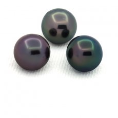 Lotto di 3 Perle di Tahiti Rotonda C 8 mm