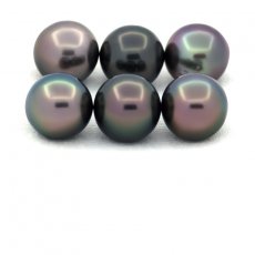 Lotto di 6 Perle di Tahiti Rotonde e Semi-Rotonde C di 8.3 a 8.4 mm