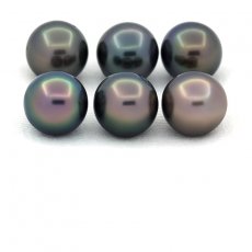 Lotto di 6 Perle di Tahiti Rotonde e Semi-Rotonde C di 8 a 8.2 mm
