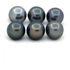 Lotto di 6 Perle di Tahiti Rotonde e Semi-Rotonde C di 8.2 a 8.3 mm