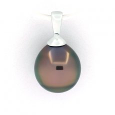 Ciondolo in Argento e 1 Perla di Tahiti Semi-Baroccha B 9.3 mm