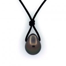 Collana in Cuoio e 1 Perla di Tahiti Semi-Baroccha B/C 10.6 mm