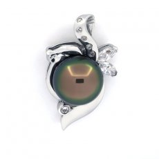 Ciondolo in Argento e 1 Perla di Tahiti Semi-Baroccha C 10.4 mm