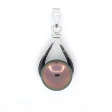 Ciondolo in Argento e 1 Perla di Tahiti Semi-Baroccha B 10.7 mm