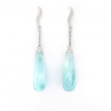 Orecchini in Argento e 2 Larimar - 22 x 7 mm