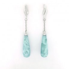 Orecchini in Argento e 2 Larimar - 22 x 7 mm