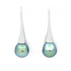 Orecchini in Argento e 2 Perle di Tahiti Semi-Barocche A 9.3 mm